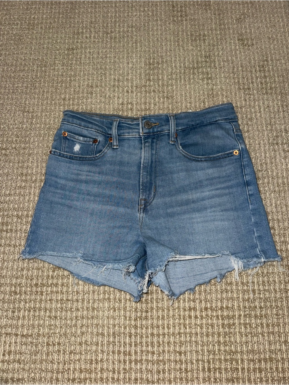 Levi's Faded Blue Distressed Denim Cutoff Shorts